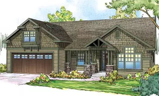 Craftsman house plans 17-872 - front exterior, 2,319 sq ft, 2 bed, 1 bath house plans | Monster House Plans