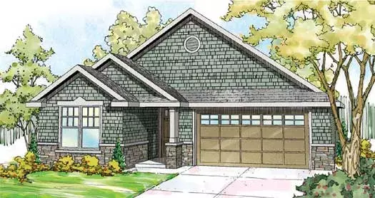 Craftsman house plans 17-876 - front exterior, 1,658 sq ft, 2 bed, 0 bath house plans | Monster House Plans