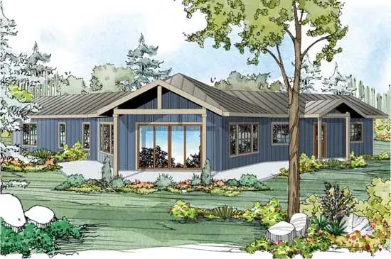 Traditional house plans 17-890 - front exterior, 1,625 sq ft, 2 bed, 2 bath house plans | Monster House Plans