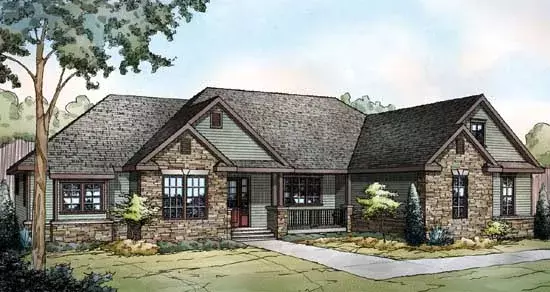 Country house plans 17-891 - front exterior, 2,283 sq ft, 3 bed, 2 bath house plans | Monster House Plans