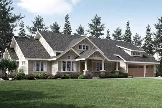 Craftsman house plans 17-895 - front exterior, 3,159 sq ft, 3 bed, 2 bath house plans | Monster House Plans