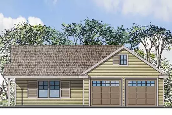 Traditional house plans 17-907 - front exterior, 615 sq ft, 0 bed, 1 bath house plans | Monster House Plans