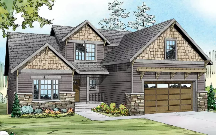 Craftsman house plans 17-911 - front exterior, 2,013 sq ft, 3 bed, 2 bath house plans | Monster House Plans