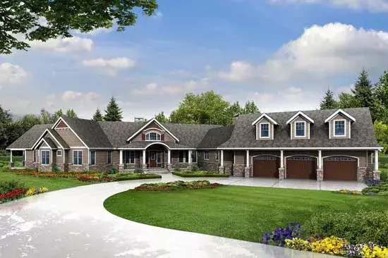 Country house plans 17-915 - front exterior, 4,568 sq ft, 3 bed, 3 bath house plans | Monster House Plans