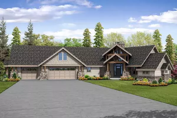 Craftsman house plans 17-932 - front exterior, 4,350 sq ft, 4 bed, 4 bath house plans | Monster House Plans