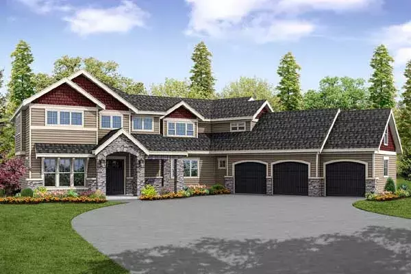 Craftsman house plans 17-942 - front exterior, 3,316 sq ft, 4 bed, 3 bath house plans | Monster House Plans