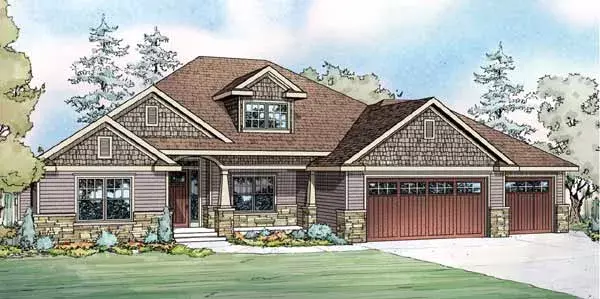 Craftsman house plans 17-981 - front exterior, 2,412 sq ft, 4 bed, 2 bath house plans | Monster House Plans