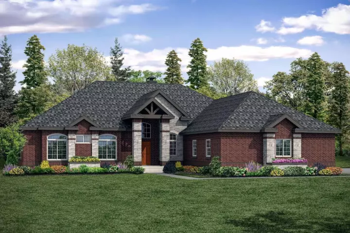 European house plans 17-989 - front exterior, 2,864 sq ft, 3 bed, 2 bath house plans | Monster House Plans
