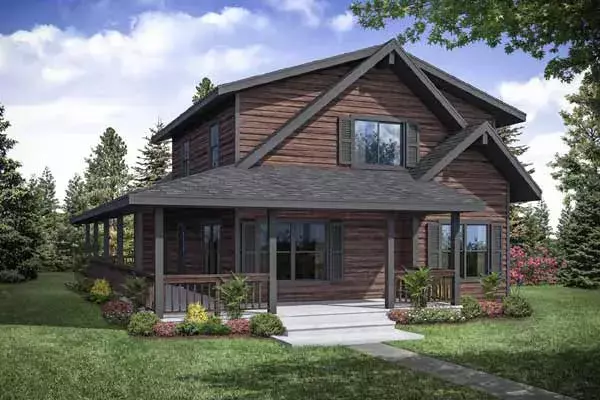 Mountain Rustic house plans 17-995 - front exterior, 2,060 sq ft, 3 bed, 2 bath house plans | Monster House Plans