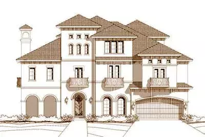 Mediterranean house plans 19-1014 - front exterior, 5,502 sq ft, 4 bed, 3 bath house plans | Monster House Plans