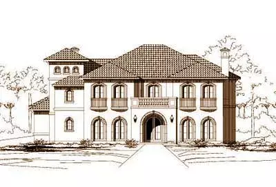 Mediterranean house plans 19-1015 - front exterior, 5,517 sq ft, 4 bed, 3 bath house plans | Monster House Plans