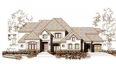 French Country house plans 19-1027 - front exterior, 6,661 sq ft, 5 bed, 5 bath house plans | Monster House Plans