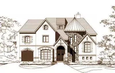 Tuscan house plans 19-1029 - front exterior, 6,438 sq ft, 5 bed, 5 bath house plans | Monster House Plans