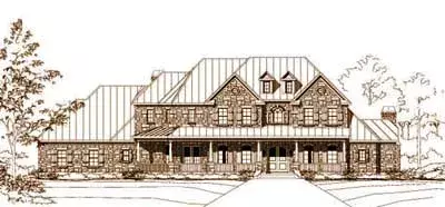 Country house plans 19-1038 - front exterior, 5,535 sq ft, 5 bed, 5 bath house plans | Monster House Plans