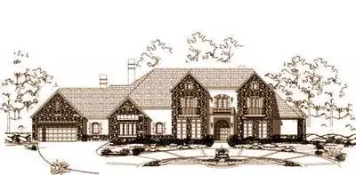 French Country house plans 19-1041 - front exterior, 7,670 sq ft, 5 bed, 5 bath house plans | Monster House Plans