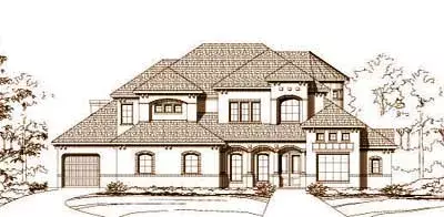 Mediterranean house plans 19-1069 - front exterior, 5,520 sq ft, 4 bed, 4 bath house plans | Monster House Plans