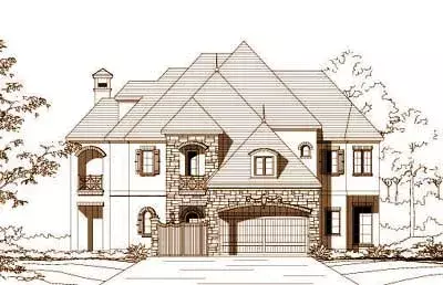 French Country house plans 19-1073 - front exterior, 5,111 sq ft, 5 bed, 5 bath house plans | Monster House Plans