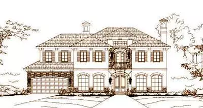 Tuscan house plans 19-1075 - front exterior, 5,515 sq ft, 4 bed, 4 bath house plans | Monster House Plans