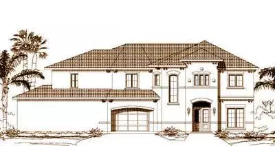 Mediterranean house plans 19-1084 - front exterior, 4,335 sq ft, 4 bed, 3 bath house plans | Monster House Plans