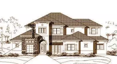 Tuscan house plans 19-1091 - front exterior, 5,471 sq ft, 5 bed, 5 bath house plans | Monster House Plans