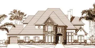 French Country house plans 19-1097 - front exterior, 5,017 sq ft, 5 bed, 3 bath house plans | Monster House Plans