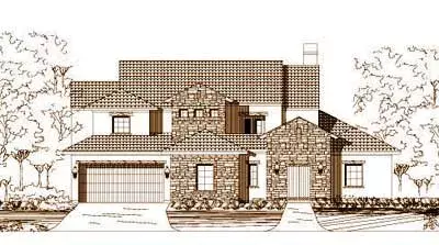 Tuscan house plans 19-1105 - front exterior, 4,223 sq ft, 4 bed, 3 bath house plans | Monster House Plans