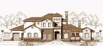 Tuscan house plans 19-1116 - front exterior, 5,413 sq ft, 4 bed, 4 bath house plans | Monster House Plans