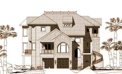 Coastal house plans 19-1126 - front exterior, 3,561 sq ft, 5 bed, 4 bath house plans | Monster House Plans