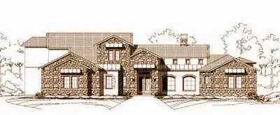 Tuscan house plans 19-1127 - front exterior, 4,136 sq ft, 3 bed, 3 bath house plans | Monster House Plans