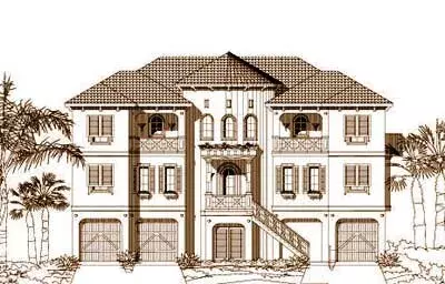 Florida house plans 19-1136 - front exterior, 3,671 sq ft, 4 bed, 3 bath house plans | Monster House Plans