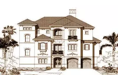 Coastal house plans 19-1140 - front exterior, 3,898 sq ft, 4 bed, 3 bath house plans | Monster House Plans