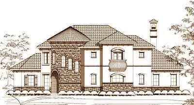 Mediterranean house plans 19-1162 - front exterior, 3,840 sq ft, 5 bed, 4 bath house plans | Monster House Plans