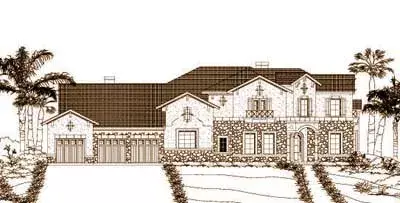 Tuscan house plans 19-1178 - front exterior, 4,138 sq ft, 5 bed, 4 bath house plans | Monster House Plans
