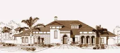 Mediterranean house plans 19-1195 - front exterior, 7,408 sq ft, 4 bed, 5 bath house plans | Monster House Plans