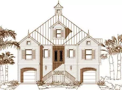 Coastal house plans 19-1200 - front exterior, 3,101 sq ft, 3 bed, 4 bath house plans | Monster House Plans