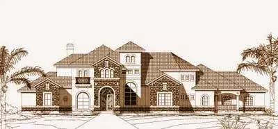 Tuscan house plans 19-1214 - front exterior, 5,255 sq ft, 5 bed, 5 bath house plans | Monster House Plans