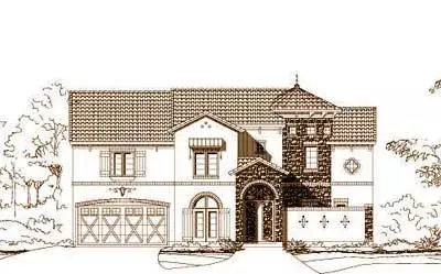 Mediterranean house plans 19-1215 - front exterior, 4,602 sq ft, 4 bed, 3 bath house plans | Monster House Plans