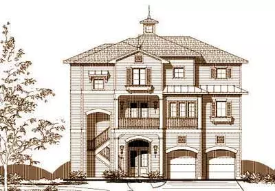 Coastal house plans 19-1225 - front exterior, 3,557 sq ft, 3 bed, 3 bath house plans | Monster House Plans