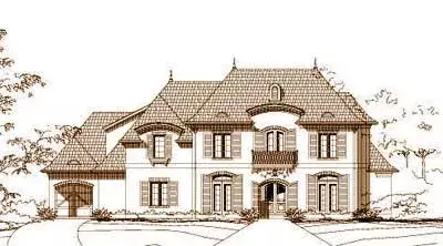 French Country house plans 19-1247 - front exterior, 6,407 sq ft, 5 bed, 4 bath house plans | Monster House Plans