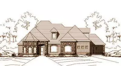European house plans 19-1256 - front exterior, 3,377 sq ft, 3 bed, 3 bath house plans | Monster House Plans