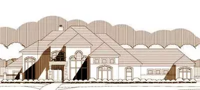Contemporary house plans 19-1258 - front exterior, 4,459 sq ft, 4 bed, 3 bath house plans | Monster House Plans