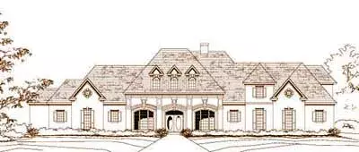 French Country house plans 19-1293 - front exterior, 4,375 sq ft, 2 bed, 2 bath house plans | Monster House Plans