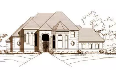 European house plans 19-130 - front exterior, 4,331 sq ft, 4 bed, 4 bath house plans | Monster House Plans