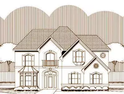 Mediterranean house plans 19-1306 - front exterior, 3,620 sq ft, 4 bed, 4 bath house plans | Monster House Plans