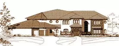 Tuscan house plans 19-131 - front exterior, 7,432 sq ft, 5 bed, 6 bath house plans | Monster House Plans