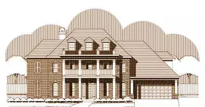 Southern Colonial house plans 19-1314 - front exterior, 5,026 sq ft, 5 bed, 3 bath house plans | Monster House Plans