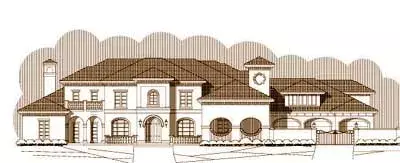 Mediterranean house plans 19-1318 - front exterior, 6,743 sq ft, 5 bed, 6 bath house plans | Monster House Plans