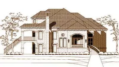 Mediterranean house plans 19-133 - front exterior, 5,302 sq ft, 4 bed, 5 bath house plans | Monster House Plans