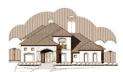 Tuscan house plans 19-1334 - front exterior, 4,287 sq ft, 4 bed, 4 bath house plans | Monster House Plans