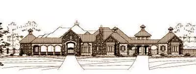Tuscan house plans 19-134 - front exterior, 6,195 sq ft, 3 bed, 4 bath house plans | Monster House Plans